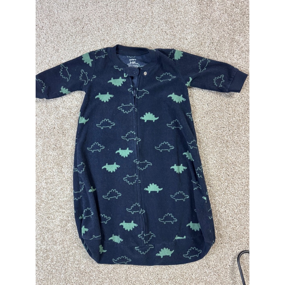Carters Baby Boys Navy Blue Green Dinosaur Fleece Sleep Bag Wearable Blanket 3